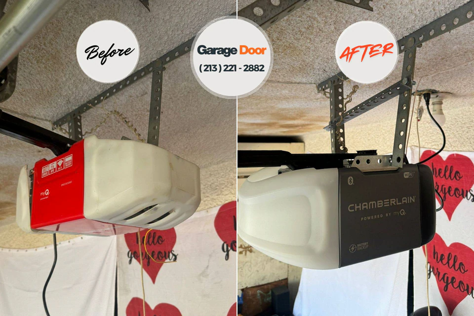 Before and after: garage door repair Weaverville, NC